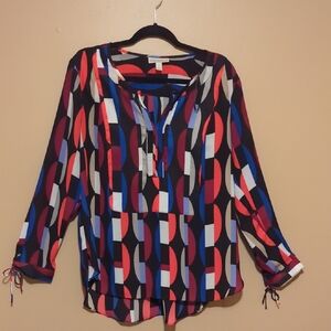 Dana Buchman Multicolor Geometric Blouse